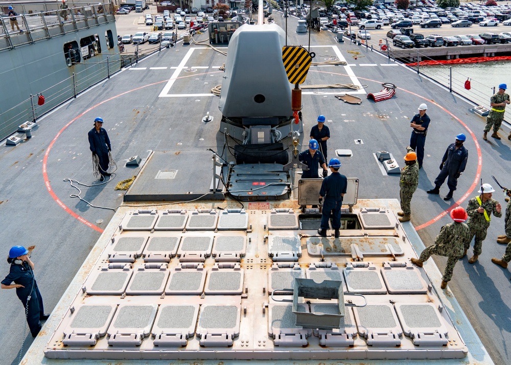 USS Porter Conducts VLS Rearm Event with USNS William Mclean