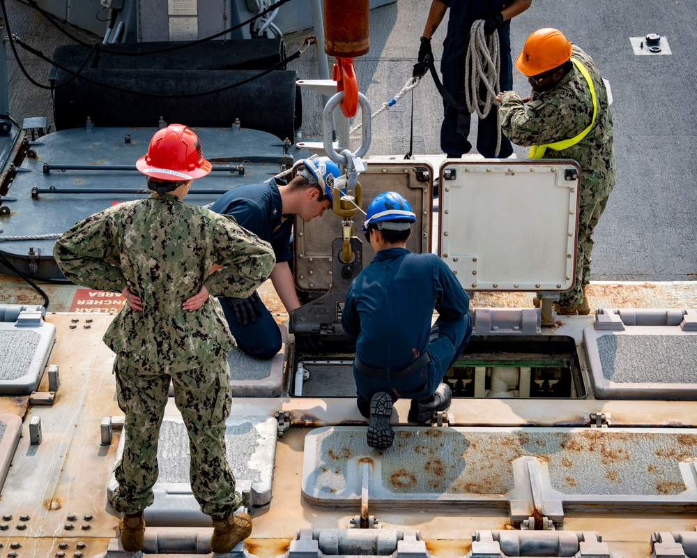 USS Porter Conducts VLS Rearm Event with USNS William Mclean