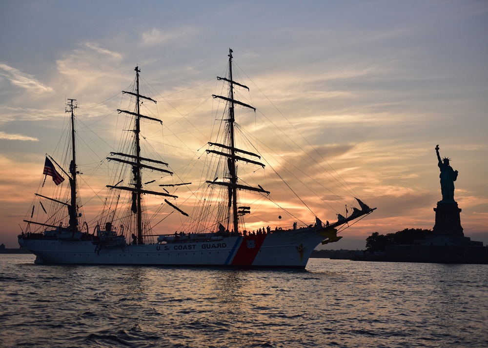 Back from four-month training cruise in Europe, Coast Guard Cutter Eagle anchors in shadow of Statue of Liberty