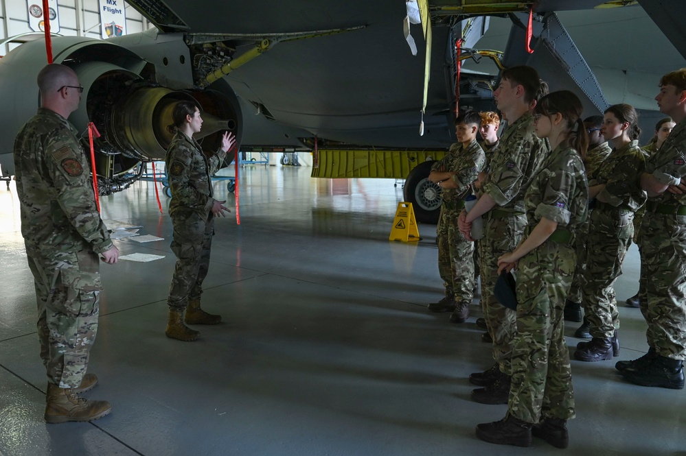 158th Braintree Squadron Royal Air Force air cadets visit RAF Mildenhall