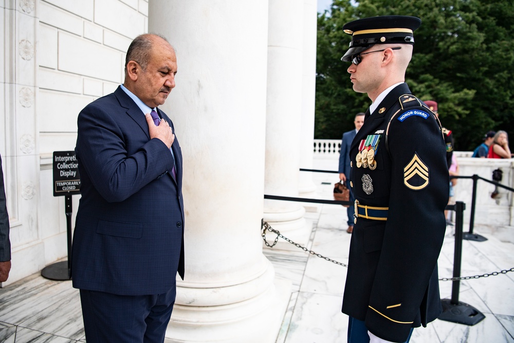 Iraqi Minister of Defense Thabit Muhammad Al-Abassi Participates in a Public Wreath-Laying Ceremony at the Tomb of the Unknown Soldier