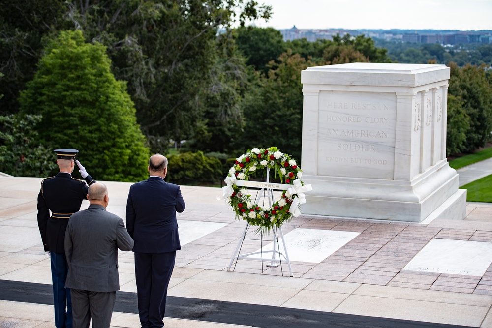 Iraqi Minister of Defense Thabit Muhammad Al-Abassi Participates in a Public Wreath-Laying Ceremony at the Tomb of the Unknown Soldier