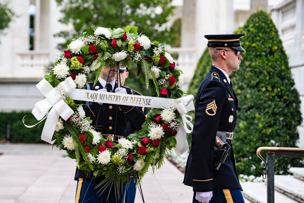 Iraqi Minister of Defense Thabit Muhammad Al-Abassi Participates in a Public Wreath-Laying Ceremony at the Tomb of the Unknown Soldier