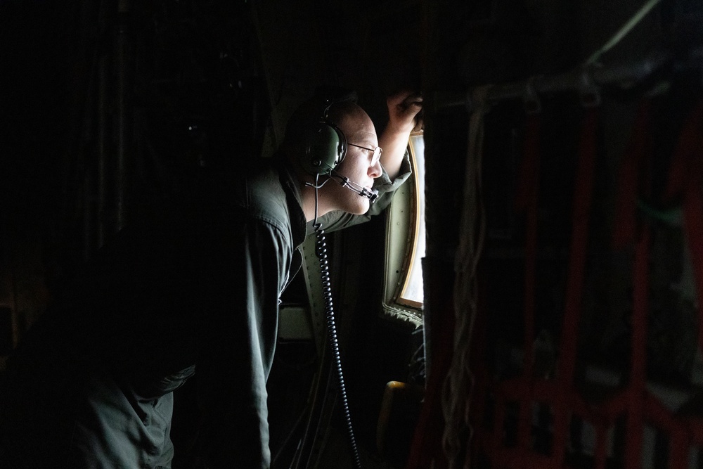 U.S. Marines load gear onto KC-130J Hercules in support of Large Scale Exercise 2023