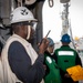 Chief Boatswain's Mate Establishes Communications During Replenishment at sea