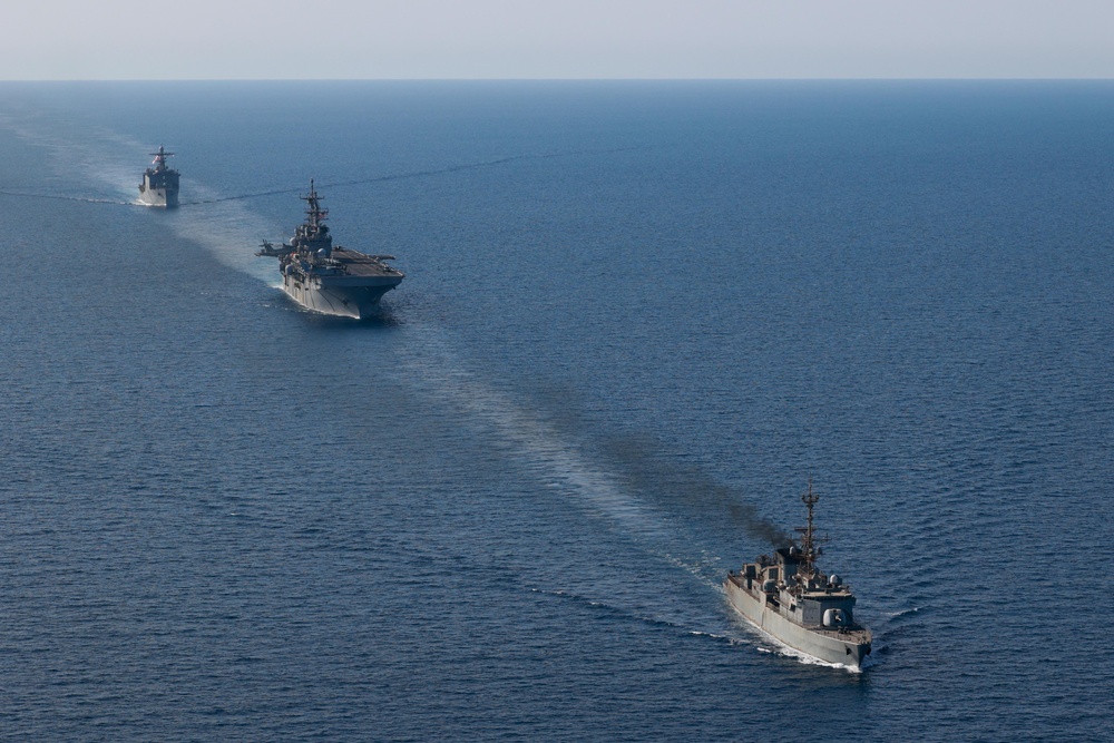 USS Bataan, USS Carter Hall Sail in the Red Sea with Royal Saudi Navy