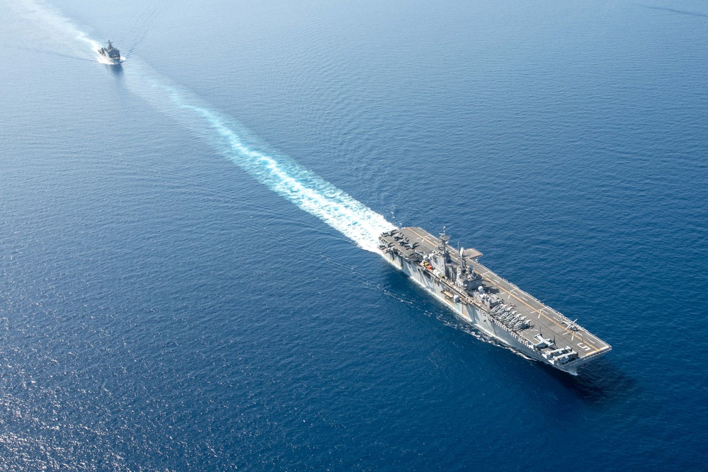 USS Bataan, USS Carter Hall Sail in the Red Sea with Royal Saudi Navy