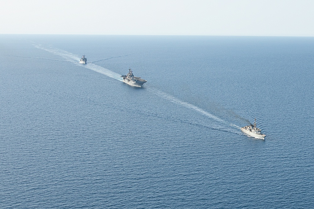 USS Bataan, USS Carter Hall Sail in the Red Sea with Royal Saudi Navy