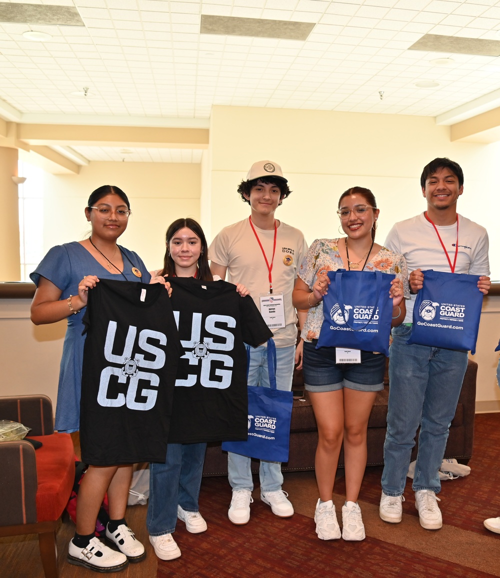 High School Students Show Off Coast Guard Apparel and Tote Bags at the League of United Latin American Citizens National Convention