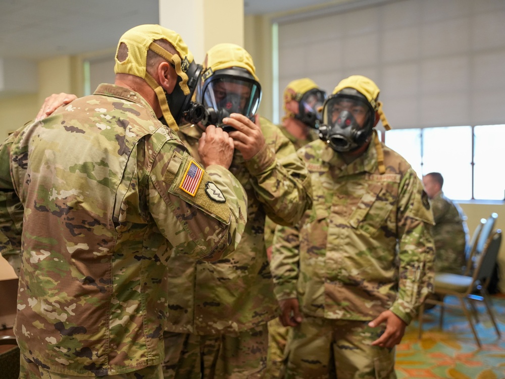 JTF-RH roving security and fire watch team members conduct SCBA training on Ford Island