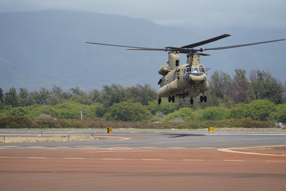 Hawaii Army National Guard provides water bucket support for wildfires on Maui