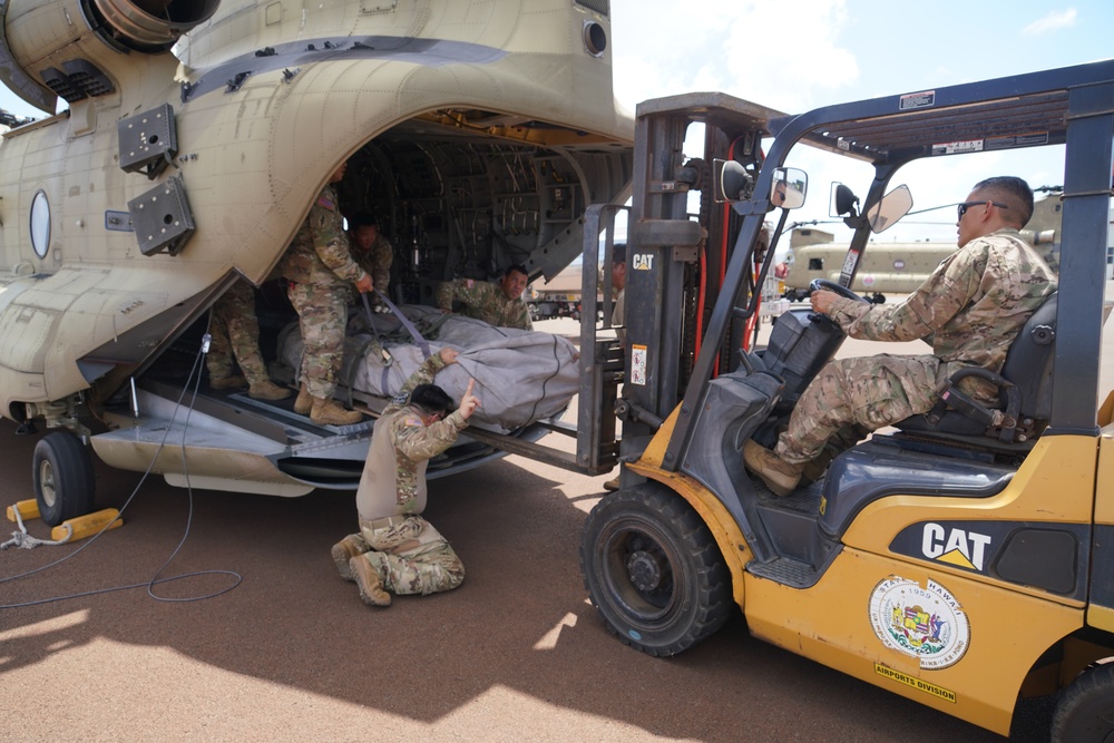 Hawaii Army National Guard provides water bucket support for wildfires on Maui