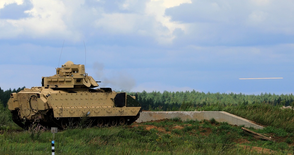 1-8 Cavalry Regiment Bradley crews conduct weapons qualification in Pabrade, Lithuania