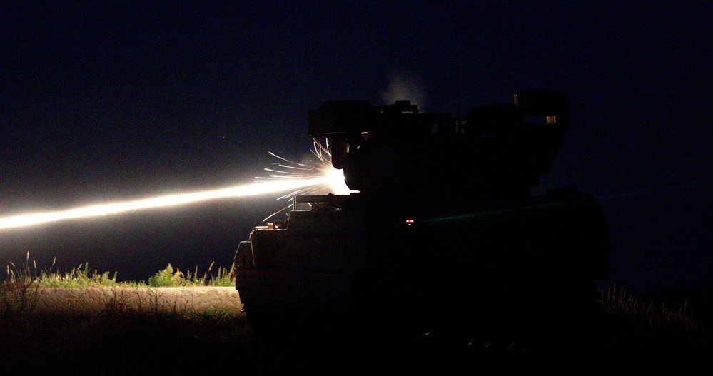 1-8 Cavalry Regiment Bradley crews conduct weapons qualification in Pabrade, Lithuania