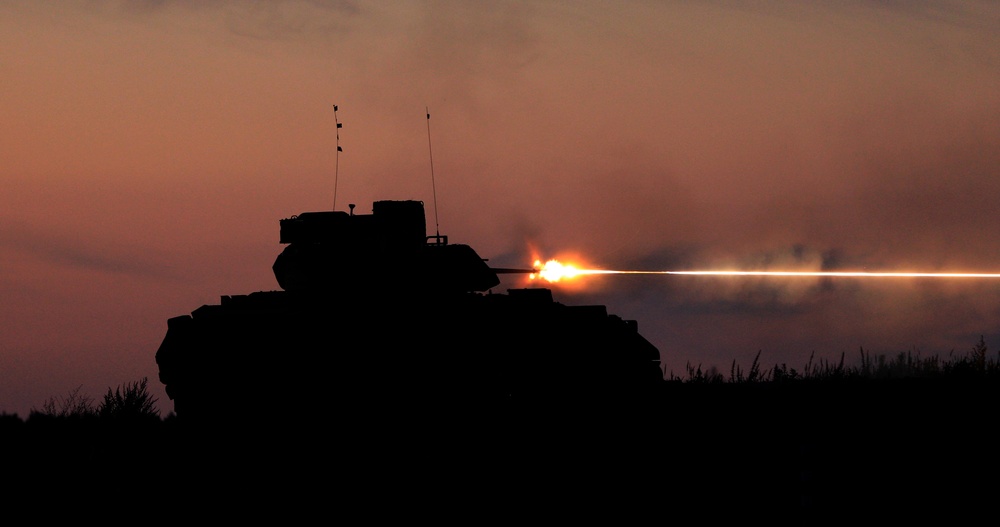 1-8 Cavalry Regiment Bradley crews conduct weapons qualification in Pabrade, Lithuania