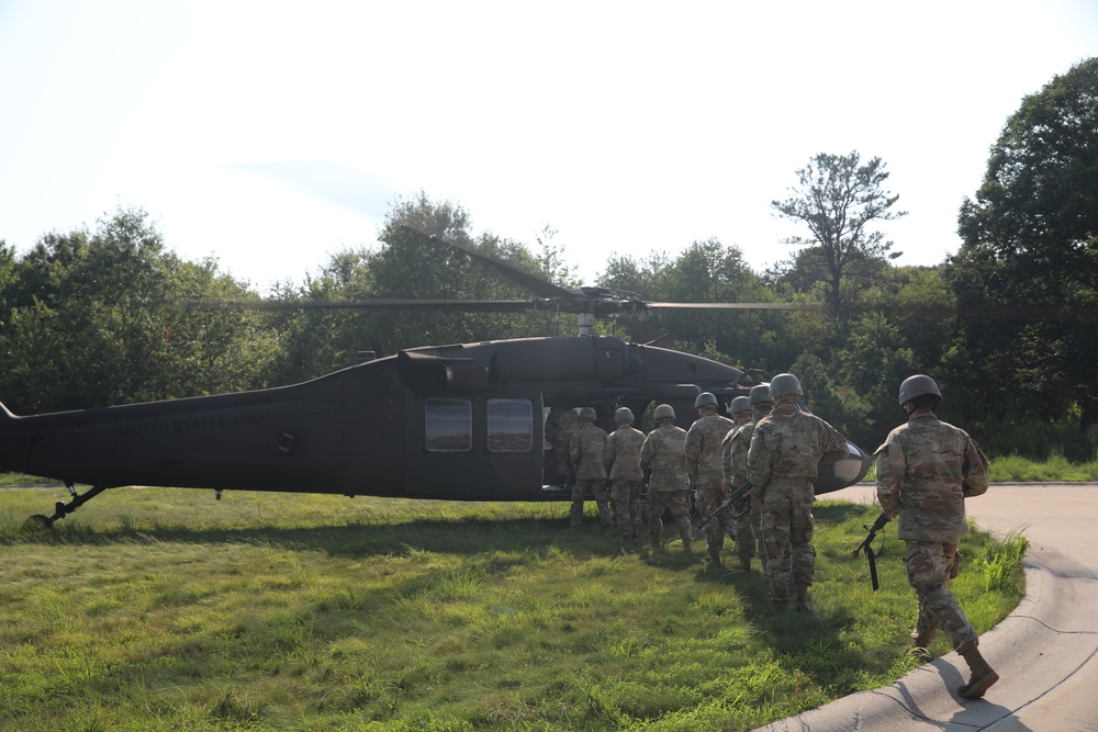 UH-60 Black Hawks land to extract Soldiers