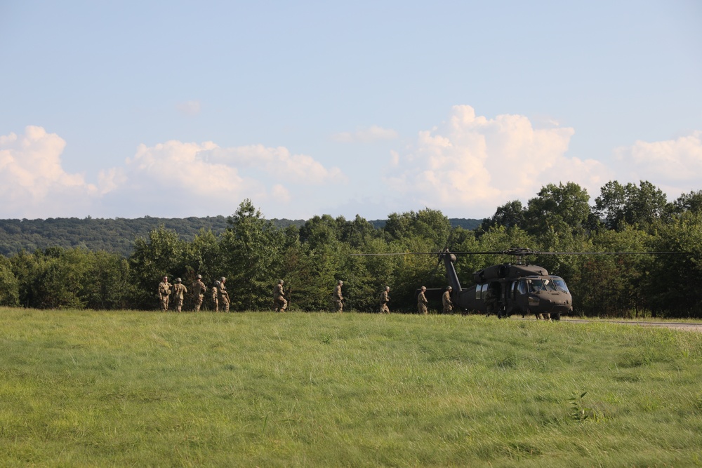 UH-60 Black Hawks land to extract Soldiers