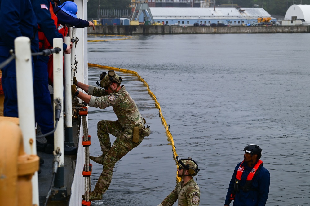 U.S. Coast Guard Cutter Forward (WMEC 911) conducts training before getting underway in support of Op Nanook