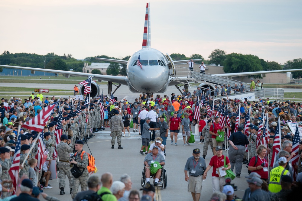 U.S. Air Force Honor Guard Drill Team performs at EAA AirVenture Oshkosh