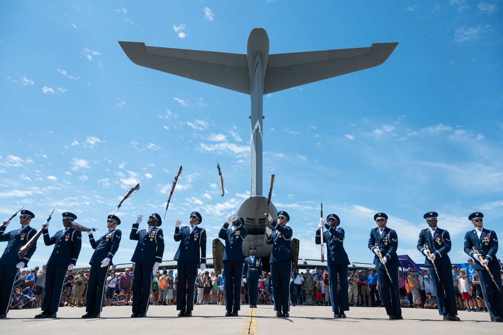 U.S. Air Force Honor Guard Drill Team performs at EAA AirVenture Oshkosh