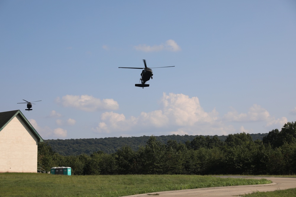 UH-60 Black Hawks land to extract Soldiers