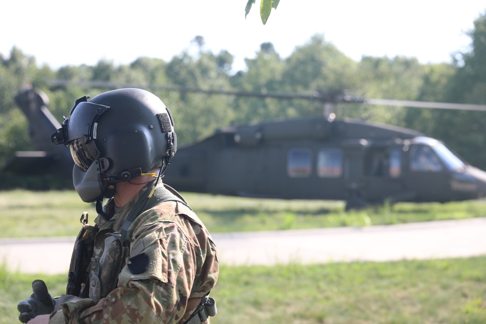 UH-60 Black Hawks land to extract Soldiers