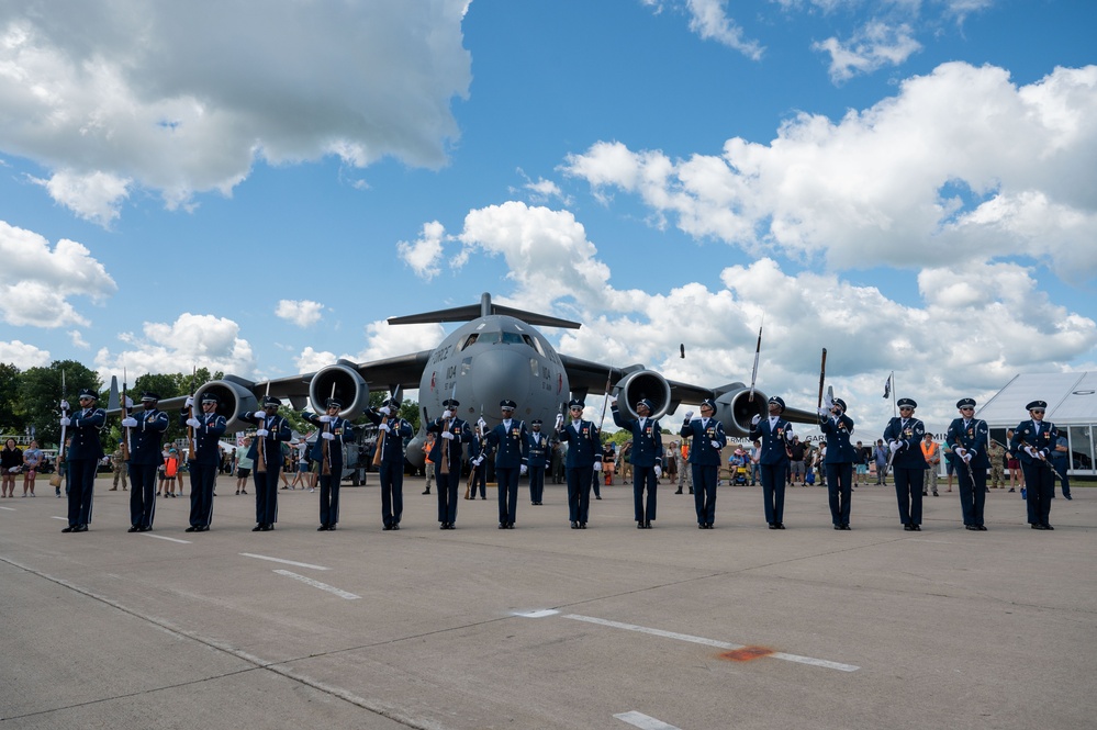 U.S. Air Force Honor Guard Drill Team performs at EAA AirVenture Oshkosh