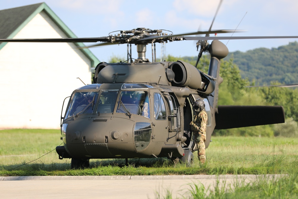 UH-60 Black Hawks land to extract Soldiers