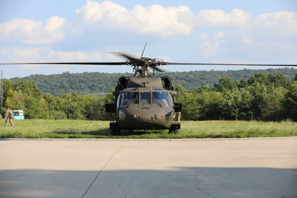 UH-60 Black Hawks land to extract Soldiers