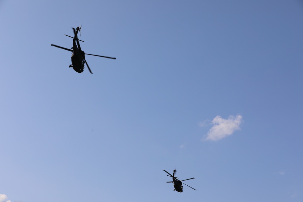 UH-60 Black Hawks land to extract Soldiers