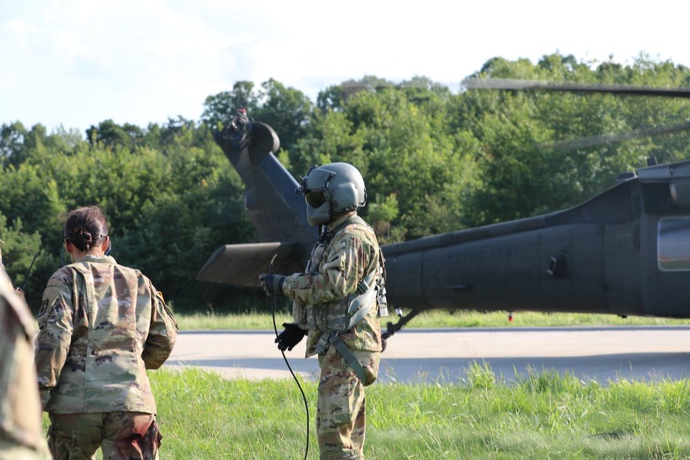 UH-60 Black Hawks land to extract Soldiers