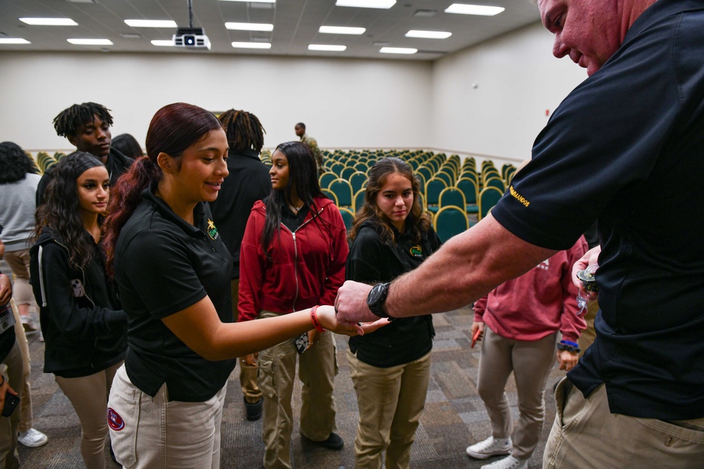 USSOCOM Para-Commandos speak to students during Hillsborough County Sheriff’s Office Rising Stars Leadership Academy