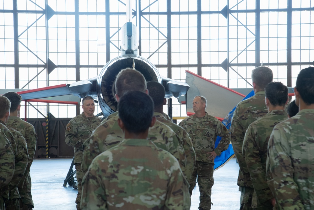 Chief Master Sgt. Jason Howard promotes while in F-16 maintenance training at Sheppard AFB.