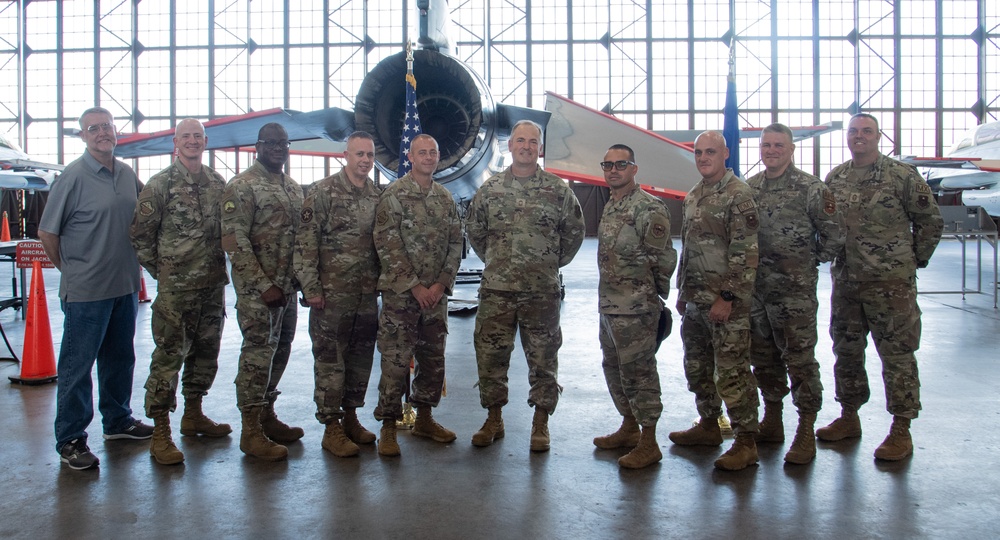 Chief Master Sgt. Jason Howard promotes while in F-16 maintenance training at Sheppard AFB.