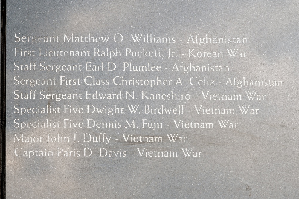 Name engraving of Medal of Honor recipient Col. Paris Davis.