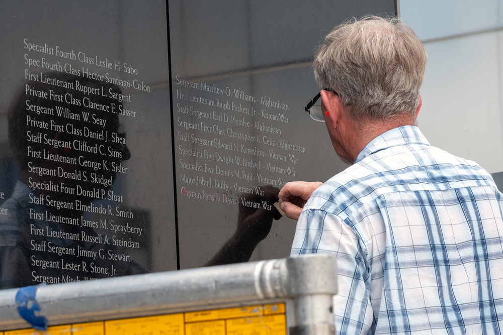 Name engraving of Medal of Honor recipient Col. Paris Davis.