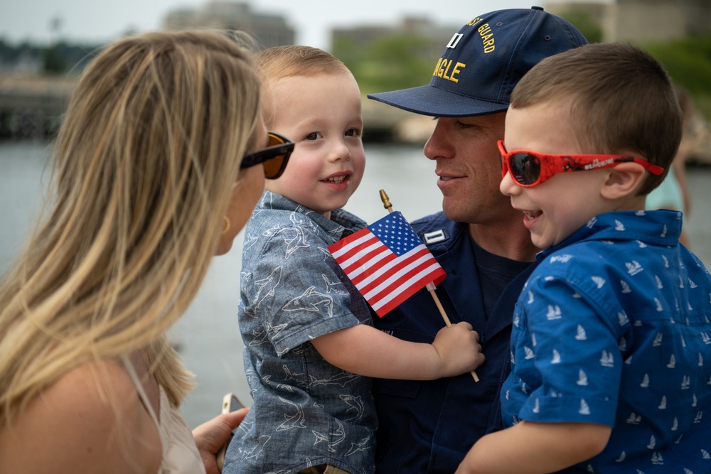 Coast Guard Barque Eagle returns to New London after 4-month deployment