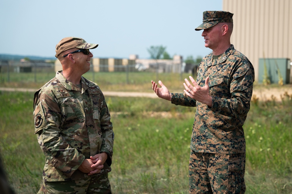 U.S. Air Force Col. Matt Eakins visits Marines with 4th MAW participating in Northern Lightning 23