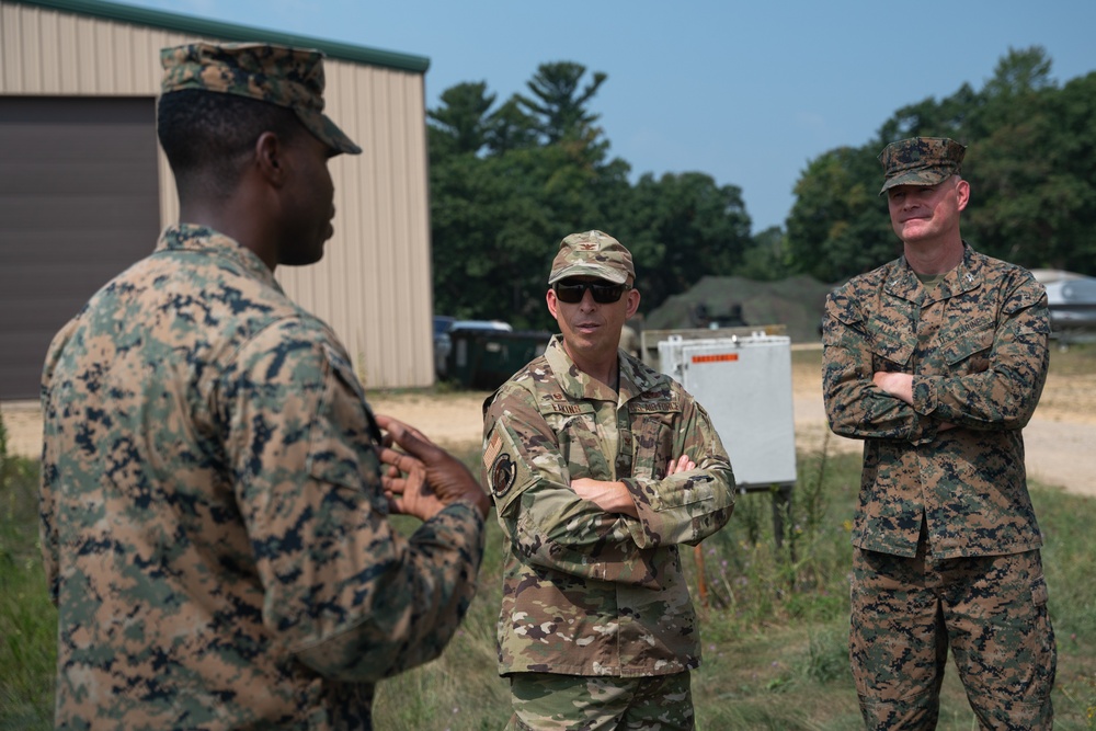 U.S. Air Force Col. Matt Eakins visits Marines with 4th MAW participating in Northern Lightning 23