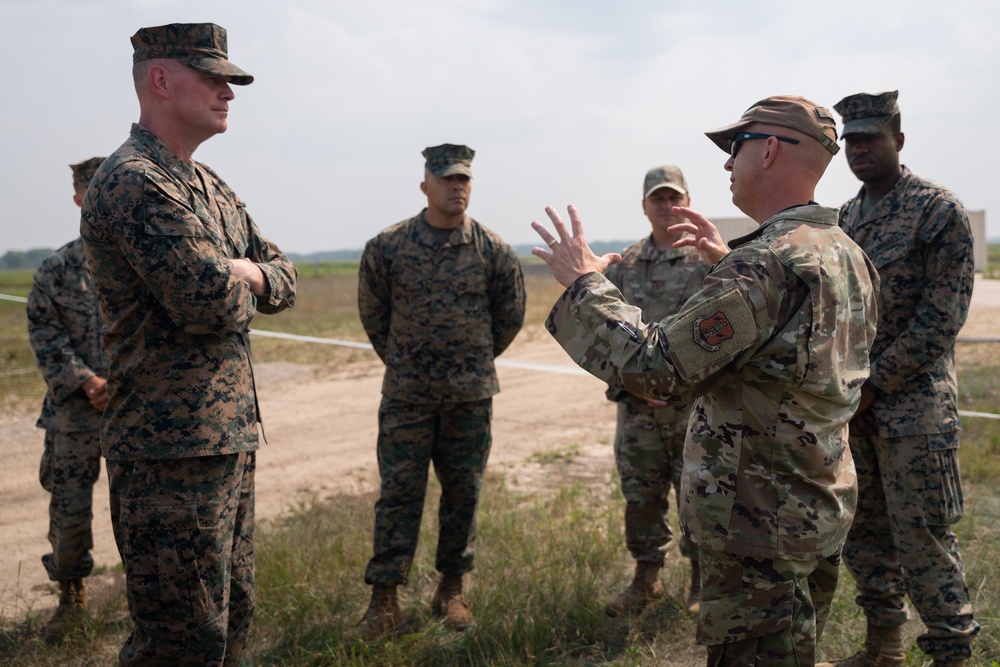 U.S. Air Force Col. Matt Eakins visits Marines with 4th MAW participating in Northern Lightning 23