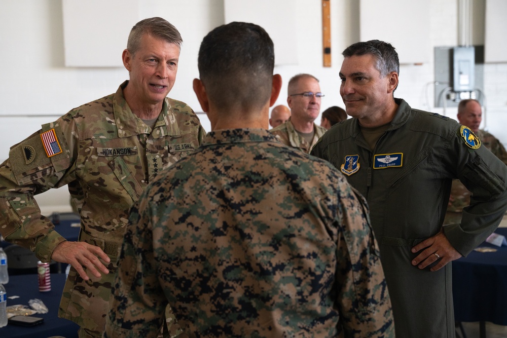 U.S. Armed Forces attend a Distinguished Visitor event during Northern Lightning 23