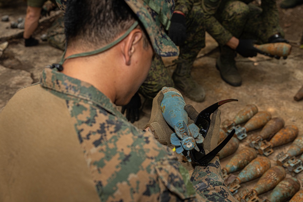 U.S. Marines Corps and Philippine Army Explosive Ordnance Disposal Technicians Work Together