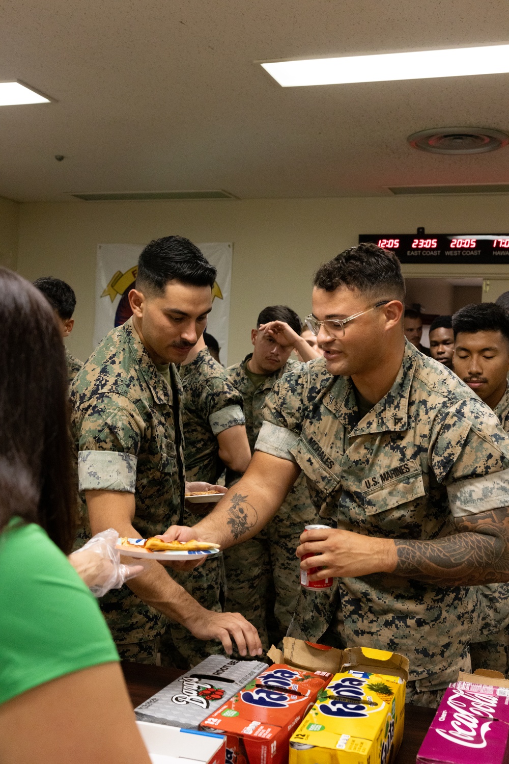 USO serves pizza to MWSS-172 for their efforts | Typhoon Khanun