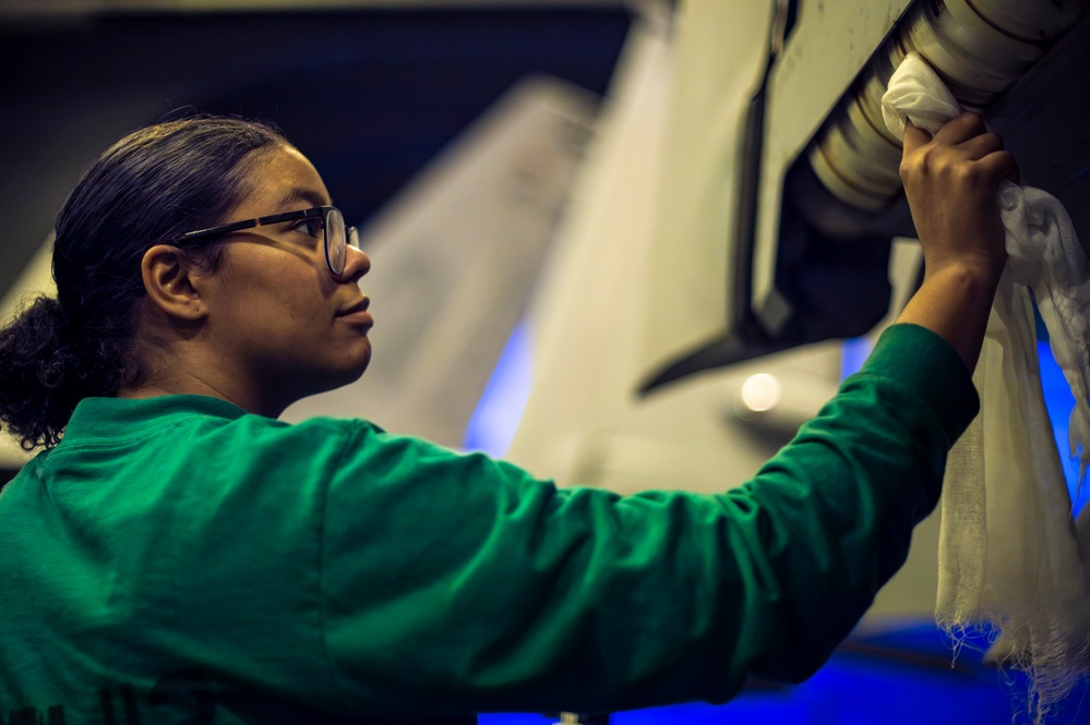 Sailor Performs Maintenance Aboard USS Carl Vinson (CVN 70)