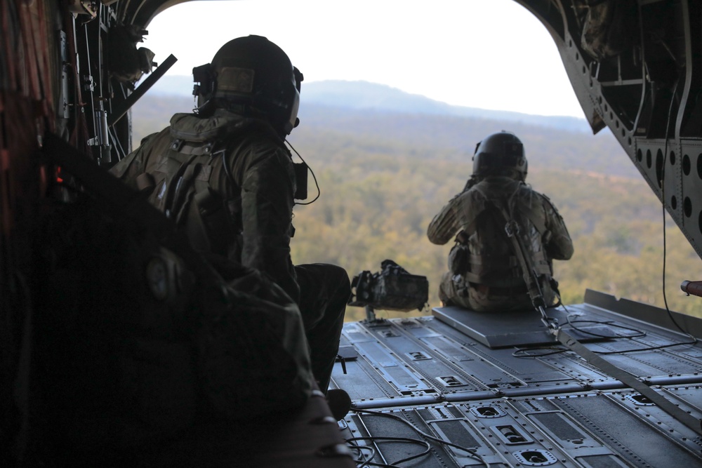 Australian Soldiers conduct air mobile ops in support of Battle Group Eagle's Armoured Battle Run