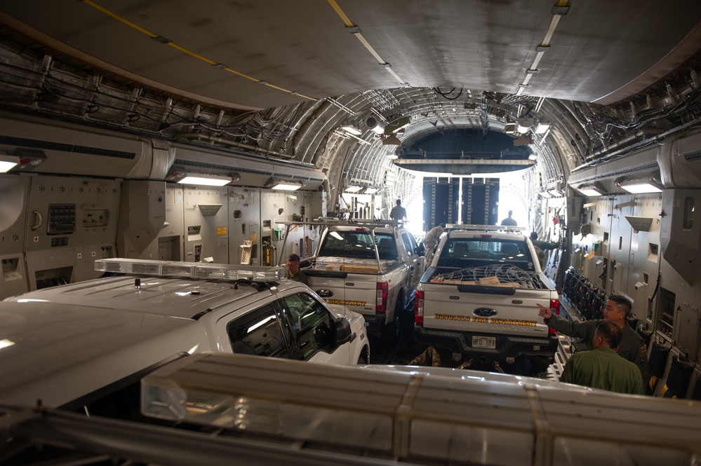 Wildfire Response: Hawaii Air National Guard Airlifts Fire Department resources to Maui