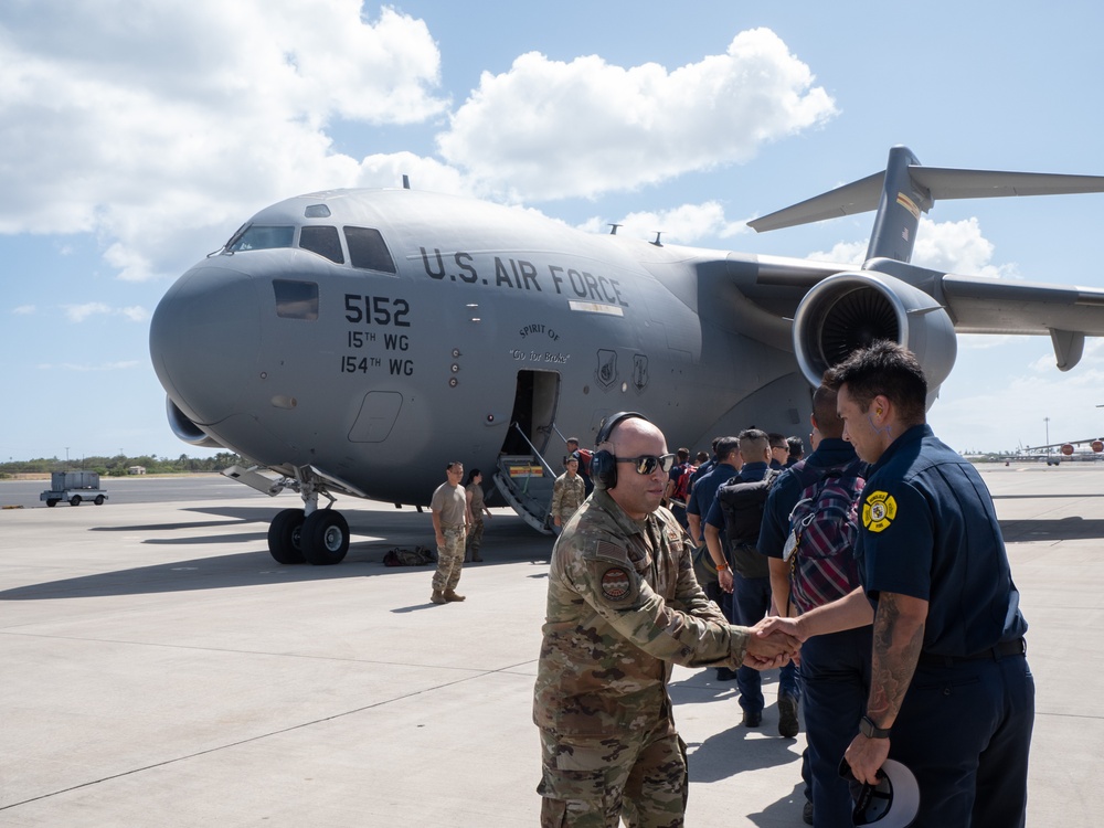 Wildfire Response: Hawaii Air National Guard Airlifts Fire Department resources to Maui