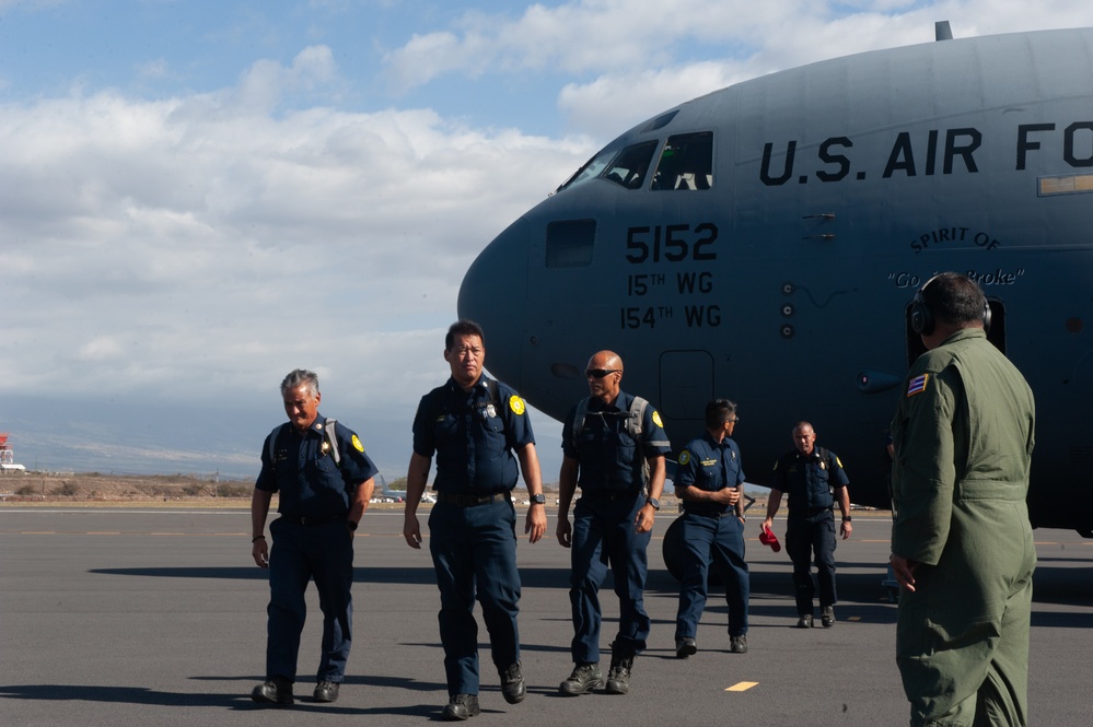 Wildfire Response: Hawaii Air National Guard Airlifts Fire Department resources to Maui