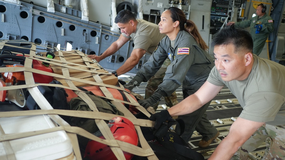 Wildfire Response: Hawaii Air National Guard Airlifts Fire Department resources to Maui