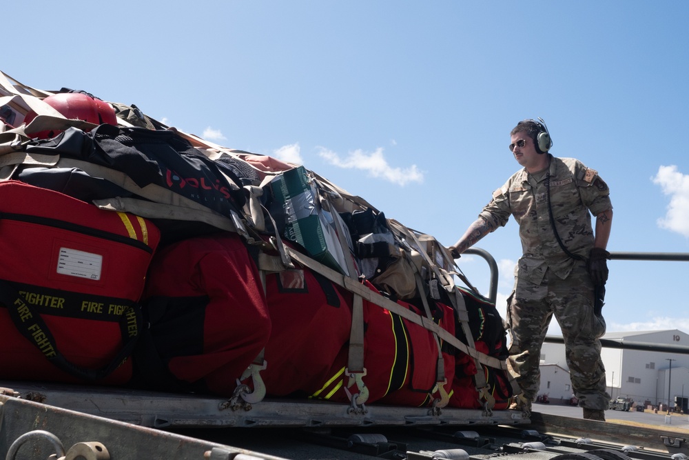 Wildfire Response: Hawaii Air National Guard Airlifts Fire Department resources to Maui